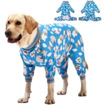 Pijama para cães LovinPet Happy Hippo Blue Print para cães grandes Pijama para cães LovinPet Happy Hippo Blue Print para cães grandes