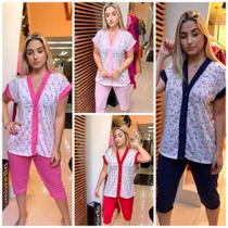 Pijama Pescador Aberto Com Botões, Amamentação, Pós Cirurgico, Gestante - PIJAMAS VIÇOSA