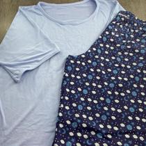 Pijama Pescador em Suede Cor:Azul/NuvemTamanho:GG Pijama Pescador em Suede Cor:Azul/NuvemTamanho:GG