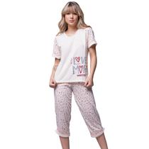 Pijama Pescador Feminino Vekyo Modas Blusa Manga Curta e Calça Adulto Inverno Roupa de Dormir