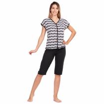 Pijama Pescador Senhora Adulto Feminino Com Botão Premium Pijama Pescador Senhora Adulto Feminino Com Botão Premium
