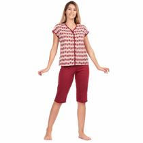 Pijama Pescador Senhora Adulto Feminino Com Botão Premium