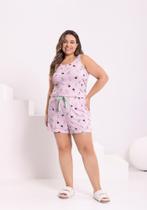 Pijama Plus Curto Blusa Regata E Shorts Reto Lunender 49247