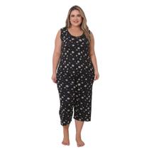 Pijama Plus Size Capri Regata Verão Bermuda