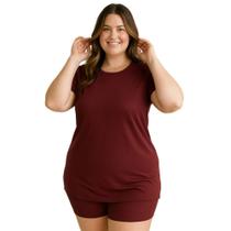 Pijama Plus SIze de Suede Canelado Blusa e Short Baby Doll 50 52 54 56 - c2 JULIANA Pijama Plus SIze de Suede Canelado Blusa e Short Baby Doll 50 52 54 56 - c2 JULIANA