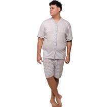 Pijama Plus Size Diones Com Botões e Estampa Masculino