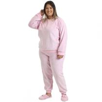 Pijama Plus Size em Pelúcia Lisa