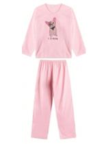 Pijama Plus Size Feminino De Plush Manga Comprida e Calça Adulto Baby Doll Roupa De Dormir