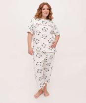 Pijama Plus Size Feminino Estampa Gatos Manga Curta Ma-04002
