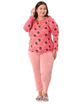 Pijama Plus Size Feminino malha suede Comprido g3 g4 amamentação Inverno toque macio quentinho