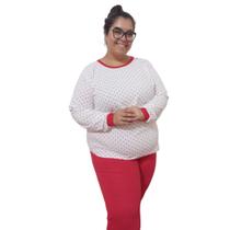 Pijama Plus Size Feminino Manga Longa Estampas Variadas