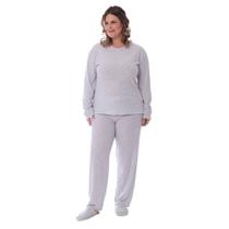 Pijama Plus Size Frio Inverno Com Bordado Feminino Adulto