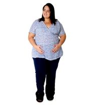 Pijama Plus Size Linda Gestante Calça com Blusa Manga Curta Listras Pijama Plus Size Linda Gestante Calça com Blusa Manga Curta Listras