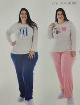 Pijama Plus Size Manga Longa com Calça Pijama Plus Size Manga Longa com Calça