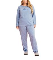 Pijama Plus Size Manga Longa Danka Feminino Adulto Poliéster E Viscose