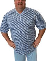 Pijama Plus Size Masculino Adulto Com Manga Curta Estampado Roupa De Dormir Poliéster