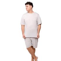Pijama Plus Size Masculino Camiseta Lisa e Shorts Estampado
