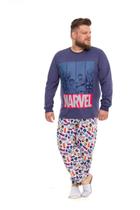 Pijama Plus Size Masculino Manga Longa Avengers