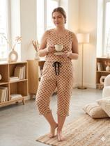 Pijama Plus Size Regata Bermuda Confortavel Capri Pescador Adulto Cor:MarromTamanho:50 Pijama Plus Size Regata Bermuda Confortavel Capri Pescador Adulto Cor:MarromTamanho:50