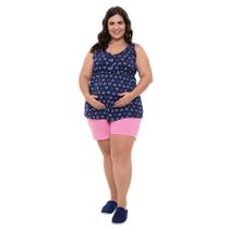 Pijama Plus Size Short Doll Amamentação Regata Coração - Linda Gestante