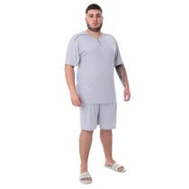 Pijama Plus Size Victory Original Masculino Camiseta Com Botões Na Gola Liso Clássico Modelo Lord