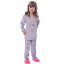 Pijama Plush Inverno Infantil Menina Bolso Canguru Victory