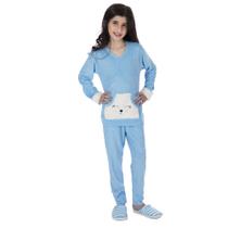 Pijama Plush Inverno Infantil Menina Bolso Canguru Victory