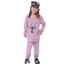 Pijama Plush Inverno Infantil Menina Bolso Canguru Victory