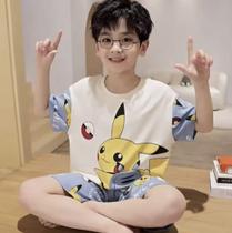 Pijama Poliester Juvenil Menino Pikachu Manga Curta