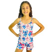Pijama Premium para Meninas Roupa de Dormir de Alcinha com Personagem Stitch