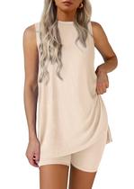 Pijama PRETTYGARDEN Conjunto Lounge Bege de Duas Peças XL