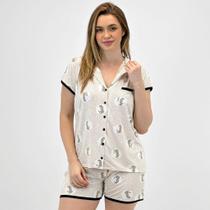 Pijama Pzama Americano Manga Curta com Shorts Estampado Feminino Pijama Pzama Americano Manga Curta com Shorts Estampado Feminino