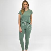 Pijama Pzama Manga Curta com Calça Feminino