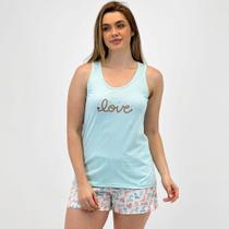 Pijama Pzama Regata com Shorts Estampado Feminino