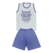 Pijama Regata com Coruja e Short - Big Bless