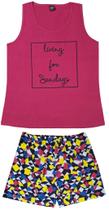 Pijama regata feminino manga curta algodão p m g gg xg xgg