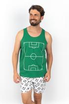 Pijama Regata Masculino Adulto - Campo Futebol Verde