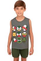 Pijama Regata Pokebolas e Short Verde - Izitex Pijama Regata Pokebolas e Short Verde - Izitex