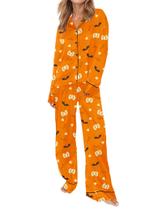 Pijama SHESHOW de cetim de cetim de manga comprida, 2 peças femininas Pijama SHESHOW de cetim de cetim de manga comprida, 2 peças femininas