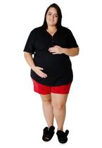 Pijama Short Doll Plus Size Manga Curta Amamentação com botões Pijama Short Doll Plus Size Manga Curta Amamentação com botões