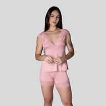 Pijama Short Doll Renda Baby Doll Conforto Feminino Renda