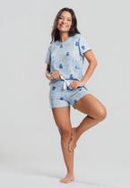 Pijama Short e Blusa M/C Malha Gato Azul Salvatore Pijama Short e Blusa M/C Malha Gato Azul Salvatore
