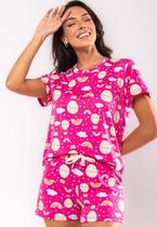 Pijama Short e Blusa M/C Malha Pink Salvatore Fashion