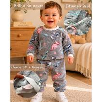 Pijama Soft Bebê Menino Menina Roupa de Frio Conjunto de Inverno Infantil Fleece Plush