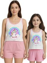 Pijama Tal Mãe Tal Filha Unicórnio Kit Adulto e Infantil
