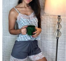 Pijama Tatiane Floral Verde Pijama Tatiane Floral Verde