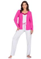 Pijama Thay Longo 3 Peças Feminino Regata Cardigan E Calça