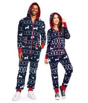 Pijama Tipsy Elves Blue Fair Isle Ugly, macacão de Natal Pijama Tipsy Elves Blue Fair Isle Ugly, macacão de Natal