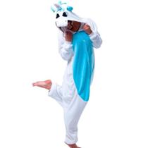 Pijama Unicórnio De Asa Branco Com Azul Kigurume Adulto A Pronta Entrega - Mundo Das Fantasias