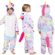 Pijama Unicórnio Roupa Fantasia Macacão Infantil C/ Capuz